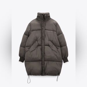 Zara Mink Beige Water Repellent Puffer Coat L
